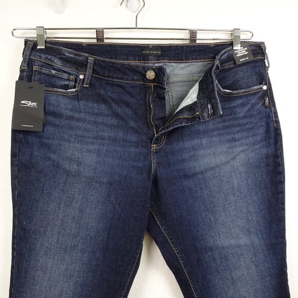 Silver Jeans Elyse Skinny Leg Women's Plus Size 22W Blue Denim Stretch - Picture 3 of 11